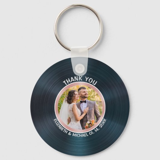 Elegant Vinyl Datensatz benutzerdefinierten Foto N Schlüsselanhänger (Vorderseite)