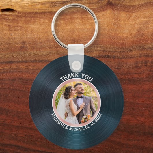 Elegant Vinyl Datensatz benutzerdefinierten Foto N Schlüsselanhänger (Vorderseite)