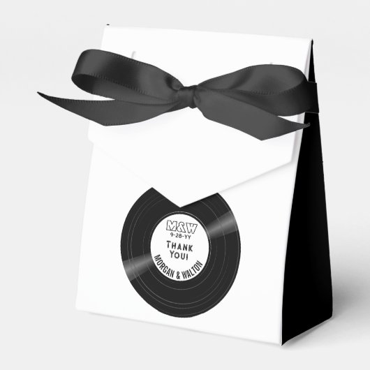 Elegant Vinyl Record Black & White Geschenkschachtel (Vorderseite)