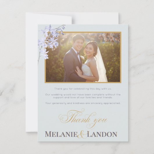 Elegant Violet and Mint Wedding Thank You Card Dankeskarte (Rückseite)