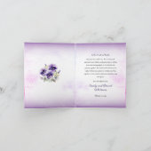 Elegant Violet Floral Wedding  Dankeskarte (Innenseite)