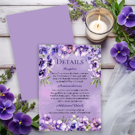 Elegant Violet Floral Wedding Details Einladung