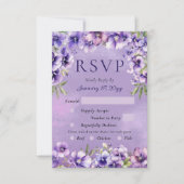 Elegant Violet Floral Wedding RSVP Card Karte (Vorderseite)