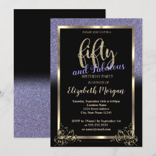 Elegant Violet Glitzer Ombre 50. Geburtstagsparty Einladung