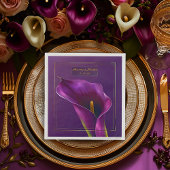 Elegant Violet & Gold Calla Lily Wedding Serviette