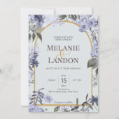 Elegant violet & gold hydrangea wedding invitation einladung (Vorderseite)
