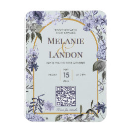 Elegant violet & gold hydrangea wedding invitation magnet