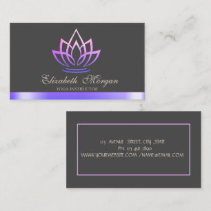 Elegant Violet Lotus, Yoga Instructor Visitenkarte