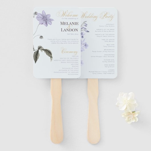 Elegant Violet & Mint Hydrangea Wedding Hand Fan Fächer (Vorne und Hinten)
