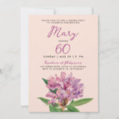 Elegant Violet Rhododendron Wildblume 60. Geburtst Einladung (Vorderseite)