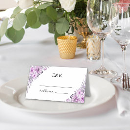 Elegant Violet Watercolor Flowers - Wedding Party Platzkarte