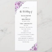 Elegant Violet Watercolor Flowers - Wedding Programm (Vorderseite)