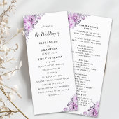 Elegant Violet Watercolor Flowers - Wedding  Programm