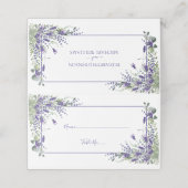 Elegant Violet Watercolor Grüne Landschaft Hochzei Platzkarte (Außenseite Aufgefaltet)