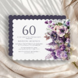 Elegant violette Blumen Erwachsene 60. Geburtstag Einladung<br><div class="desc">Elegante lila Blumen Erwachsenen/Frauen-60. Geburtstagsfeier Einladung. Diese Einladung kann gedruckt oder als digitale Einladung,  mit Familie und Freunden über soziale Medien oder per E-Mail zu teilen gekauft werden. Kontaktieren Sie mich,  um Hilfe bei Ihren Anpassungen zu erhalten oder um zusätzliche Matching oder Koordination von Zazzle-Produkten für Ihr Party anzufordern.</div>
