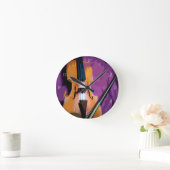 Elegant Violin on Purple Silk, Runde Clock Wanduhr (Zuhause)