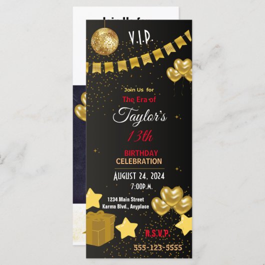 ELEGANT VIP ERA PARTY INVITE CARD (Vorne/Hinten)