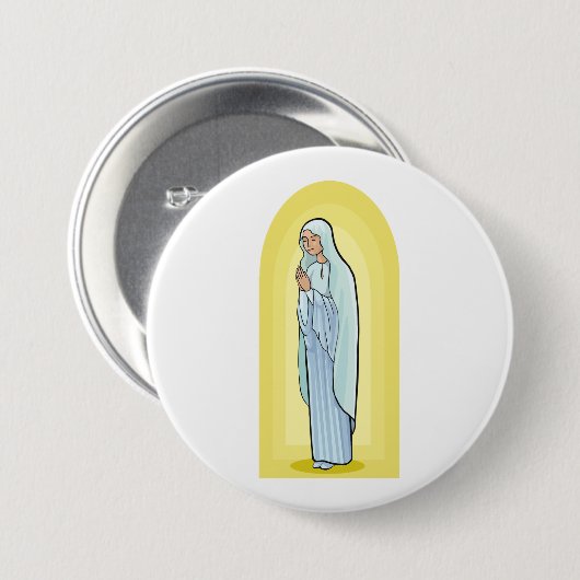 Elegant Virgin Mary Catholic Religious Button (Vorne & Hinten)