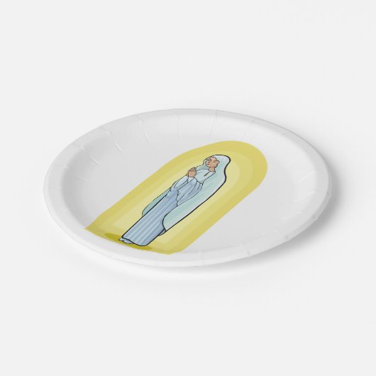 Elegant Virgin Mary Catholic Religious Pappteller (Schrägansicht)