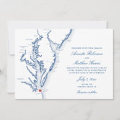 Elegant Virginia Beach Map Wedding Einladung (Vorderseite)