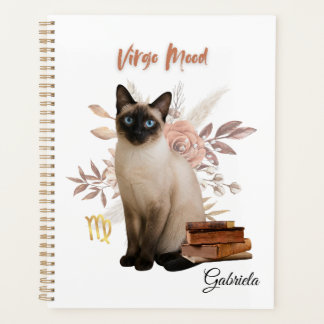 Elegant Virgo Zodiac Cat Planner Notebook Planer