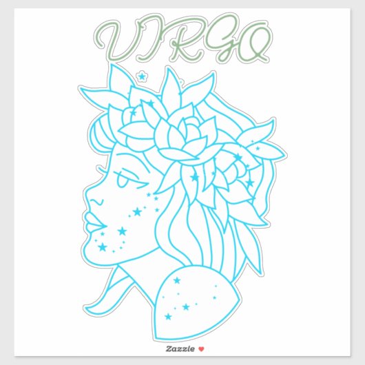 Elegant Virgo Zodiac Sign T-Shirt Astrology Gift Aufkleber (Blatt)