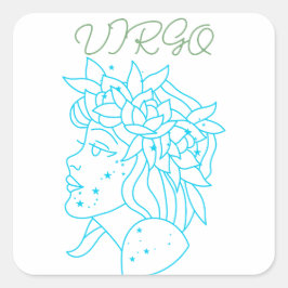 Elegant Virgo Zodiac Sign T-Shirt Astrology Gift  Quadratischer Aufkleber