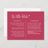 Elegant Viva Magenta Boho Wedding Details QR Code Begleitkarte (Vorne/Hinten)