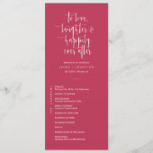 Elegant Viva Magenta Minimal QR Code Hochzeitsflat Programm (Vorderseite)