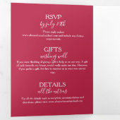 Elegant Viva Magenta Script Wedding Dreifach Gefaltete Einladung (Innen Erste Seite)