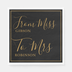 Elegant Von Fräulein zu Frau Goldene Hochzeitspar Serviette