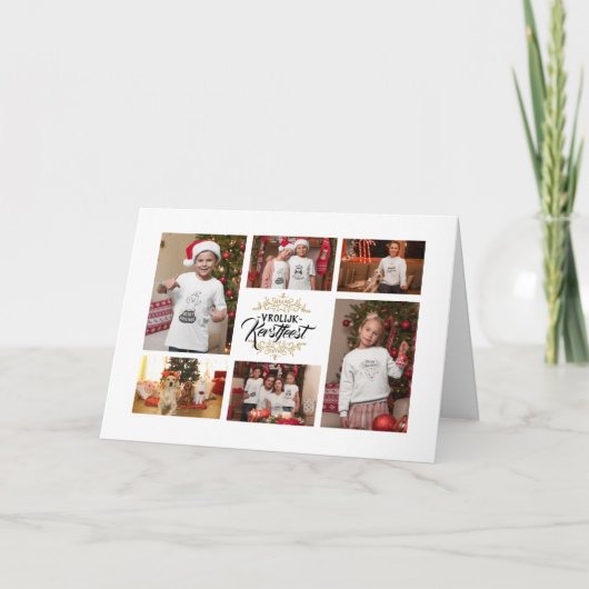 Elegant Vrolijk Kerstfeest fotocollage Kerstkaart Feiertagskarte (Vorderseite)