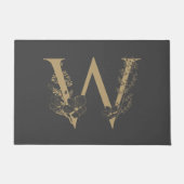 Elegant W Boho Floral Monogram Initial Gray Gold Fußmatte (Vorderseite)