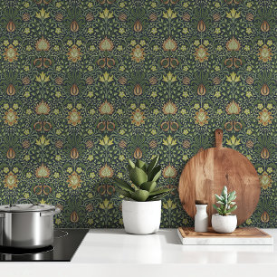 Elegant W. Morris Persian Floral Classic Green Tapete