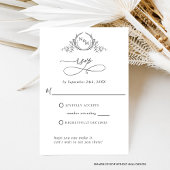 Elegant W/Ohne Mahlzeiten Weiß und Schwarz Monogra RSVP Karte