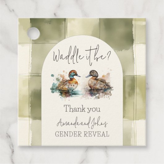 Elegant Waddle es sei Mallard Enck Gender Reveal Geschenkanhänger (Vorderseite)