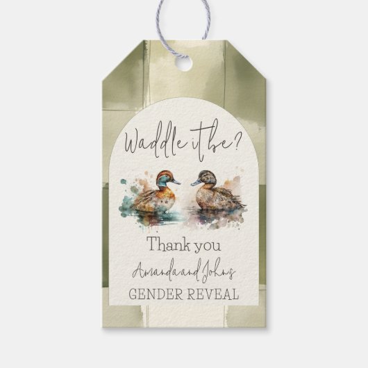 Elegant Waddle es sei Mallard Enck Gender Reveal Geschenkanhänger (Vorderseite)