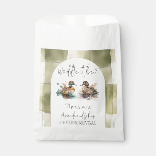 Elegant Waddle es sei Mallard Enck Gender Reveal Geschenktütchen (Vorderseite)