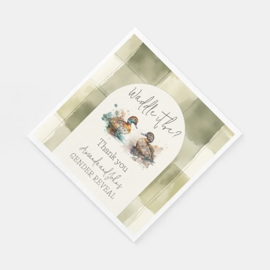 Elegant Waddle es sei Mallard Enck Gender Reveal Serviette (Ecke)