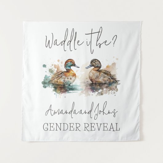 Elegant Waddle es sei Mallard Enck Gender Reveal Wandteppich (Vorderseite)