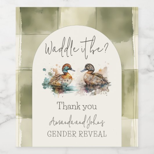 Elegant Waddle es sei Mallard Enck Gender Reveal Weinetikett (Einzelnes Label)