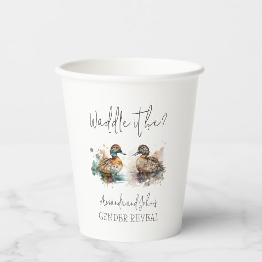 Elegant Waddle It Be Duck Gender Reveal Dekoration Pappbecher (Vorderseite)