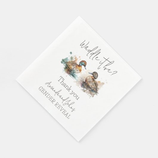 Elegant Waddle It Be Duck Gender Reveal Dekoration Serviette (Ecke)