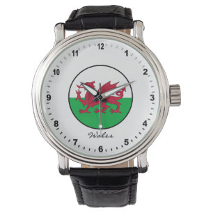 Elegant Wales Watch & Welsh Flag / Cymru Armbanduhr