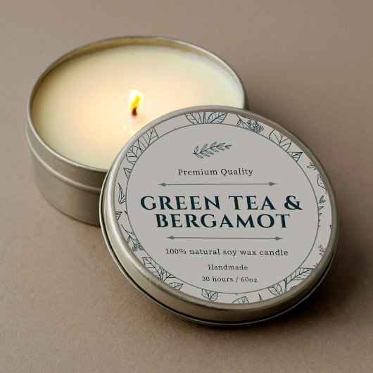 Elegant Warm Milky Creamy Botanic Candle Labels Runder Aufkleber