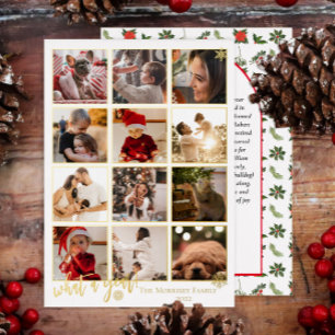 Elegant Was für eine 12-Foto-Schneeflocken-Nachric Folien Feiertagskarte