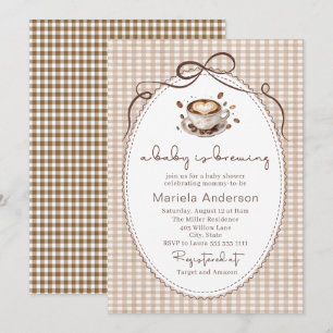 Elegant Wasserfarbe ein Baby braut Kaffee Brawn  Einladung