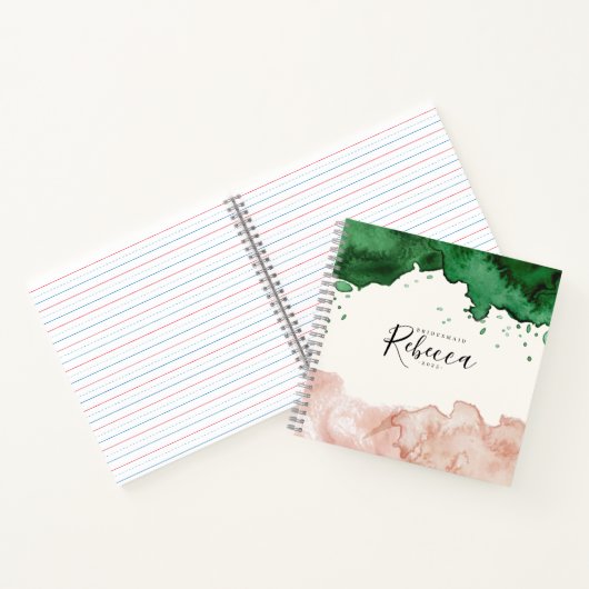 Elegant Watecolor Bridesmaid Personalize Notizblock (Innenseite)