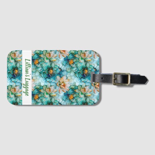 Elegant Water Lily Pattern Gepäckanhänger (Vorderseite (Horizontal))