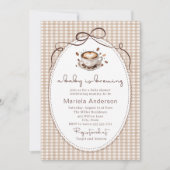 Elegant Watercolor a baby is brewing coffee brawn  Einladung (Vorderseite)